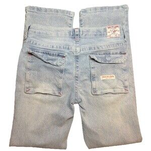 True Religion Ricky Relaxed Straight Jeans Light Wash Distressed Girls Sz 16